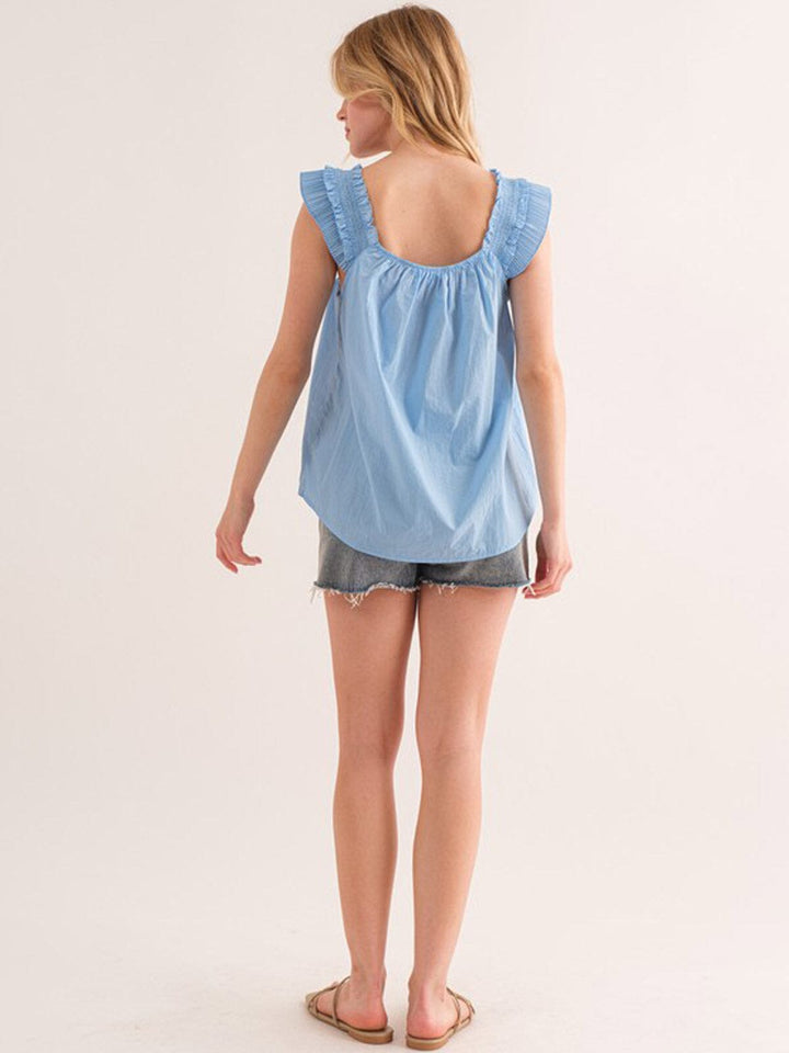 WOMEN'S SLEEVELESS SMOCK NACK TUNIC TANK TOP