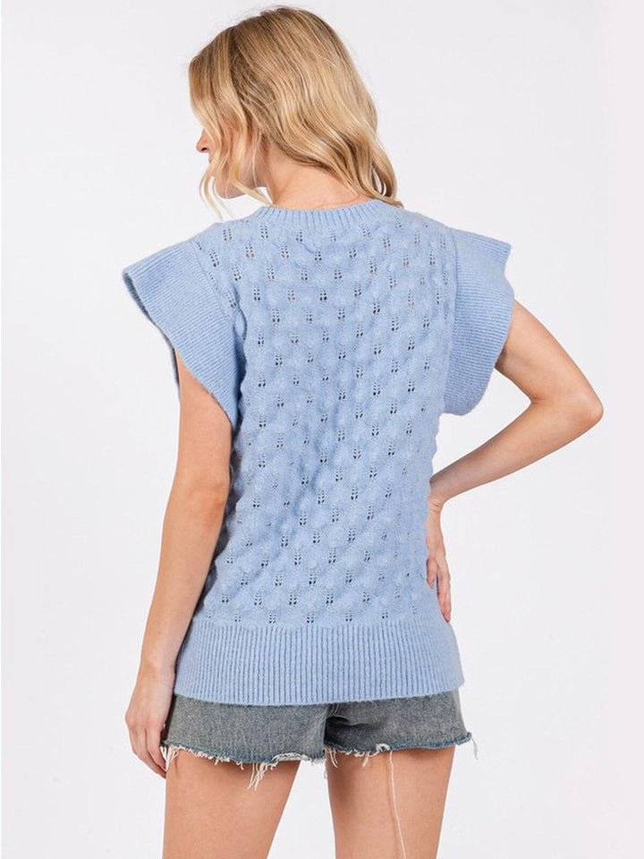 WOMEN'S SHORT RUFFLE SLEEVE TUNIC BLOUSE TOP (Copy)