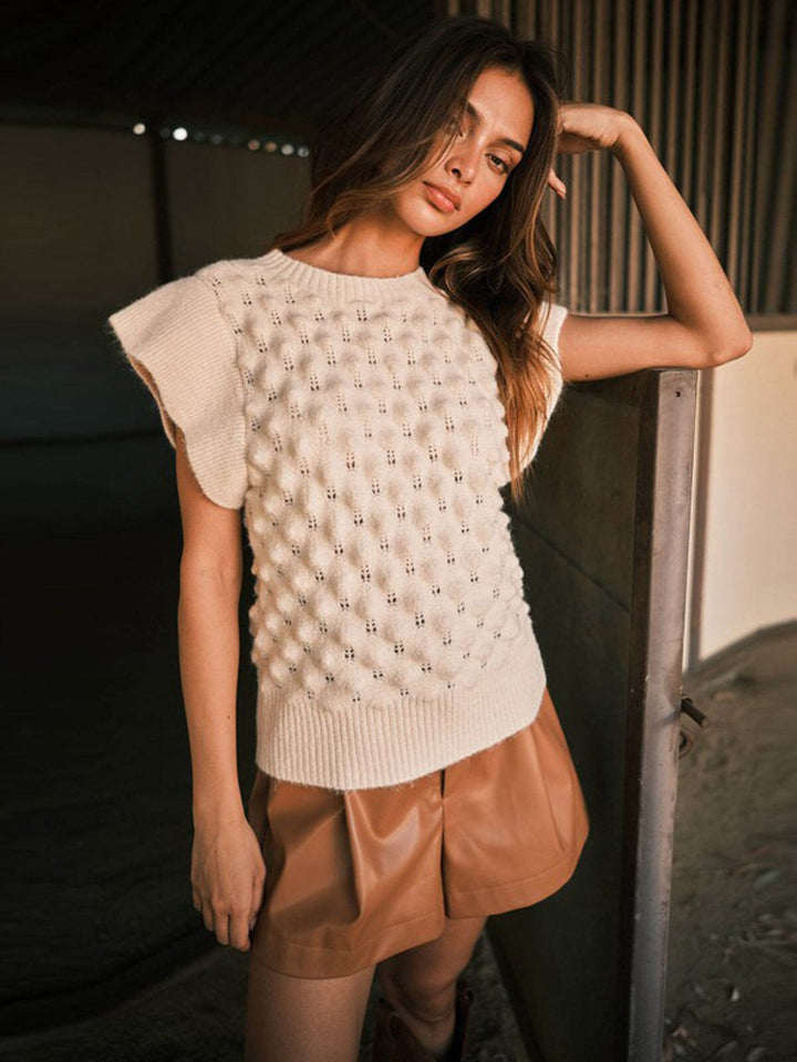 WOMEN'S SHORT RUFFLE SLEEVE TUNIC BLOUSE TOP (Copy)