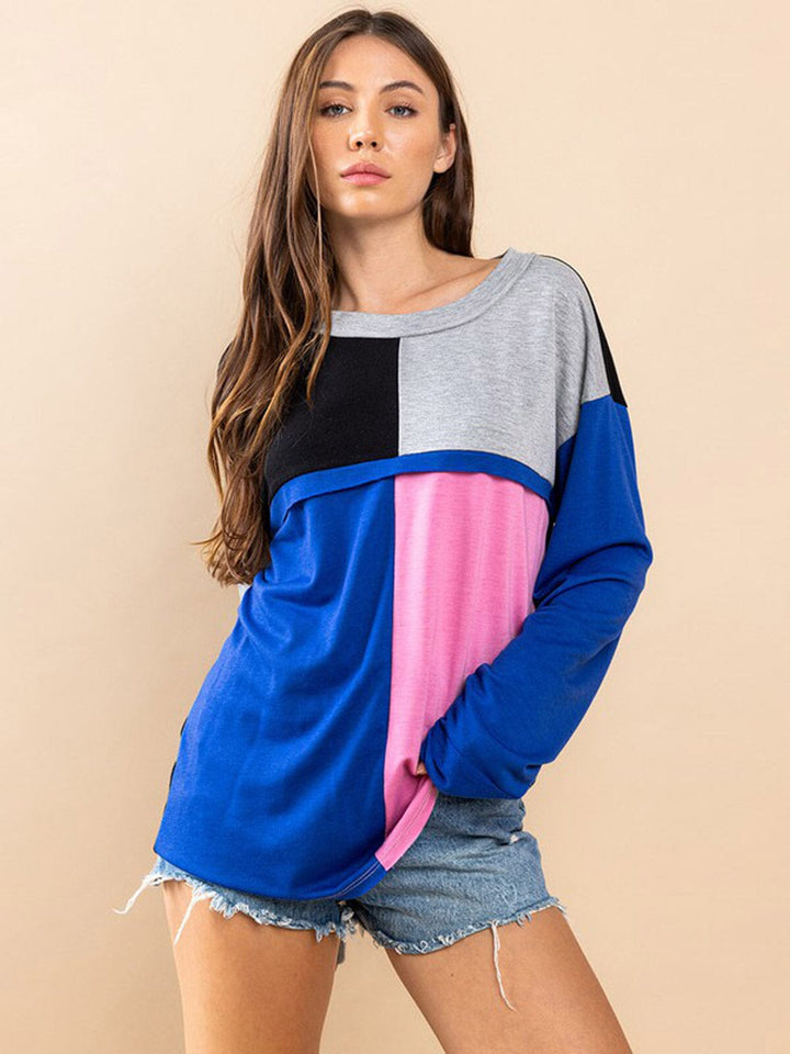 WOMEN'S LONG SLEEVE COLORBLOCK TOP