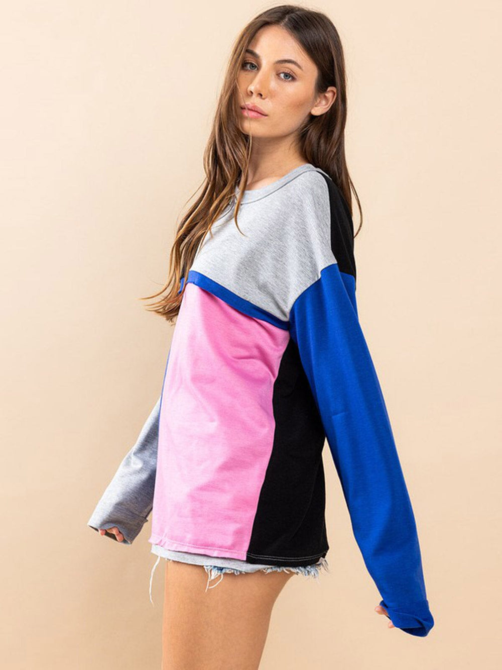 WOMEN'S LONG SLEEVE COLORBLOCK TOP