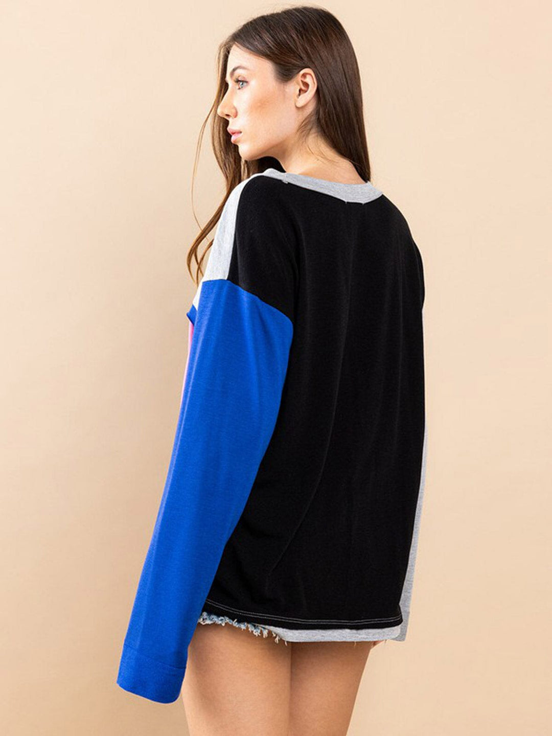 WOMEN'S LONG SLEEVE COLORBLOCK TOP