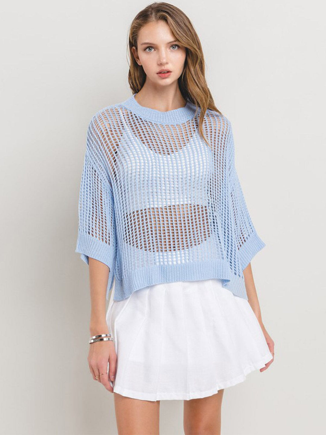 WOMEN'S SHORT SLEEVE KNITTED TOP