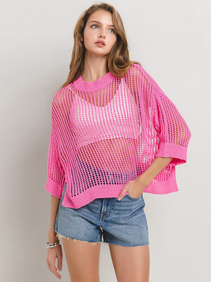 WOMEN'S SHORT SLEEVE KNITTED TOP