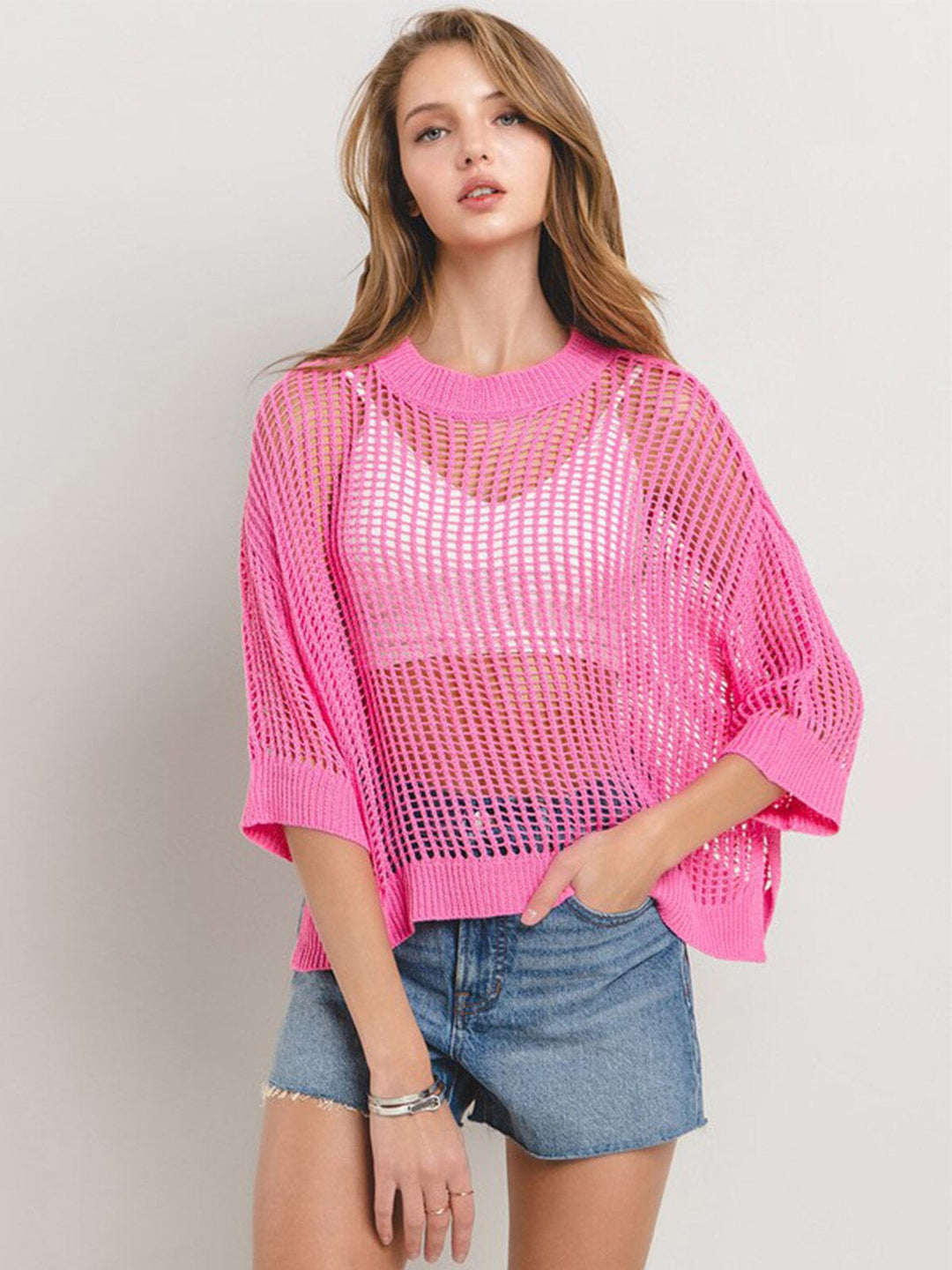 WOMEN'S SHORT SLEEVE KNITTED TOP