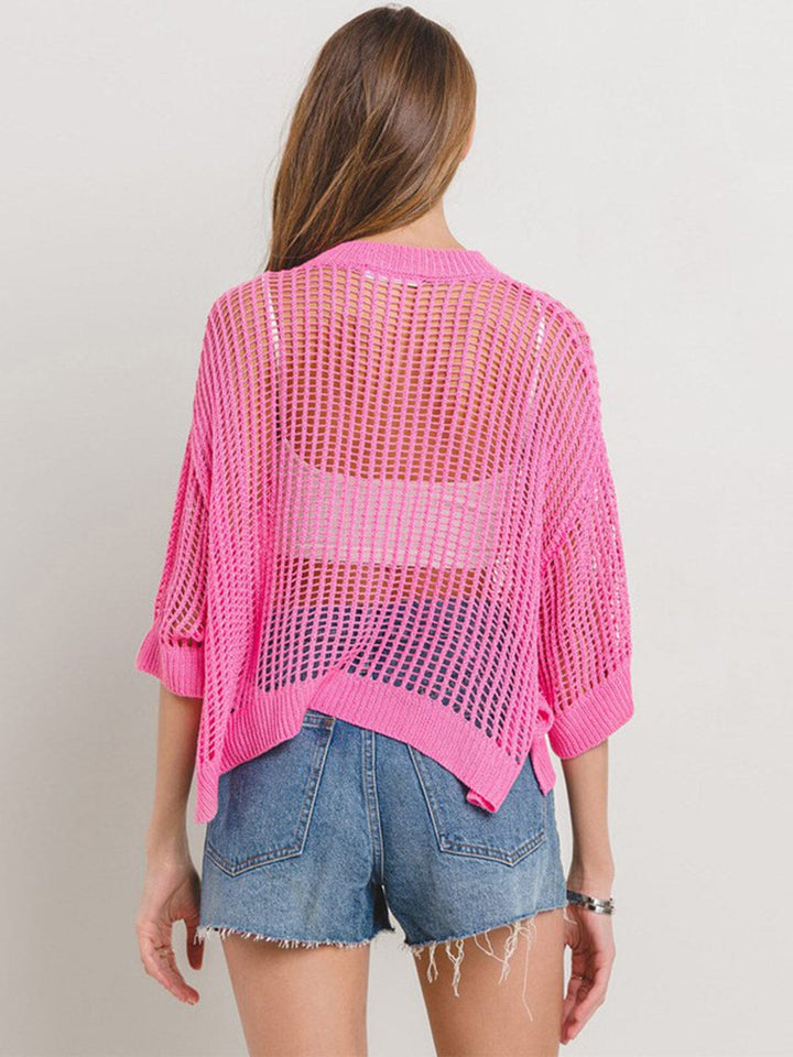WOMEN'S SHORT SLEEVE KNITTED TOP