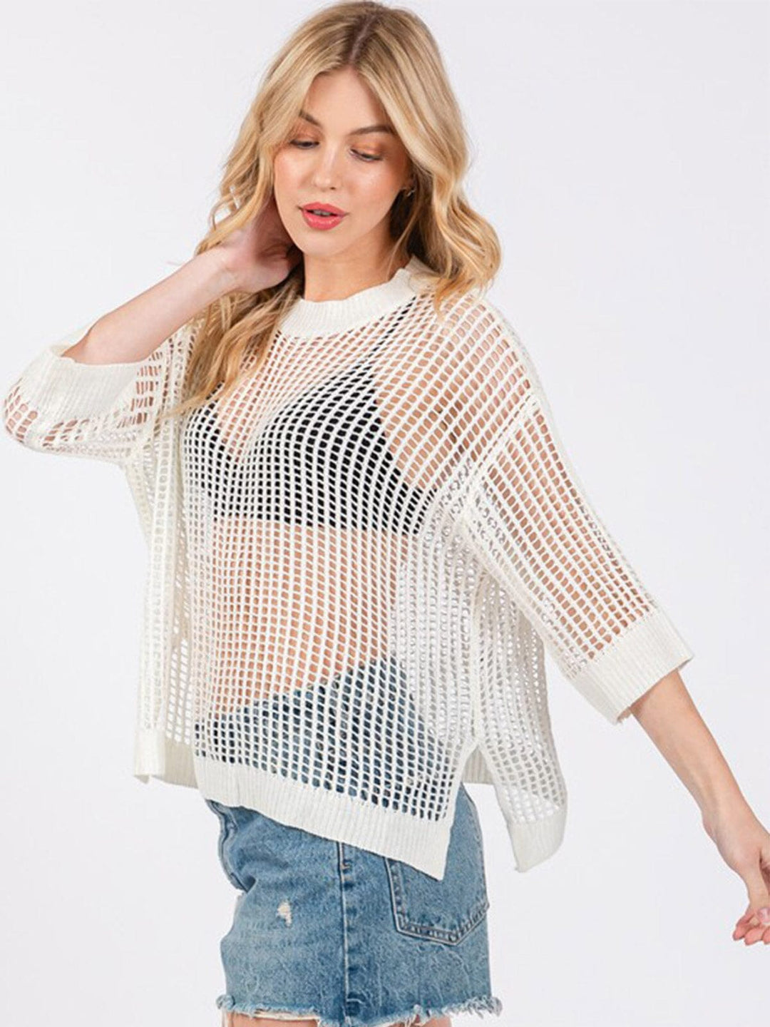 WOMEN'S SHORT SLEEVE KNITTED TOP
