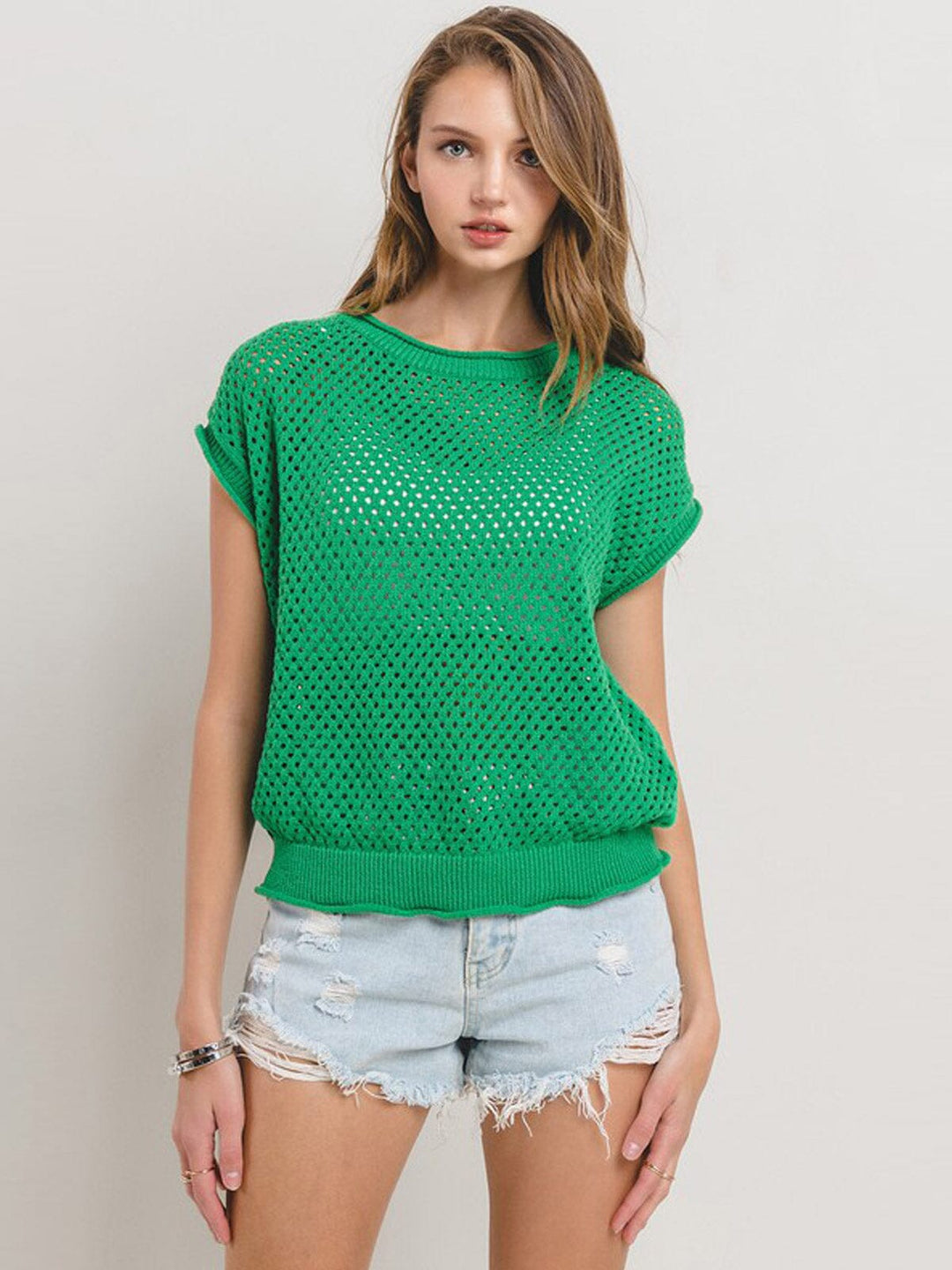 WOMEN'S SHORT SLEEVE KNITTED TOP