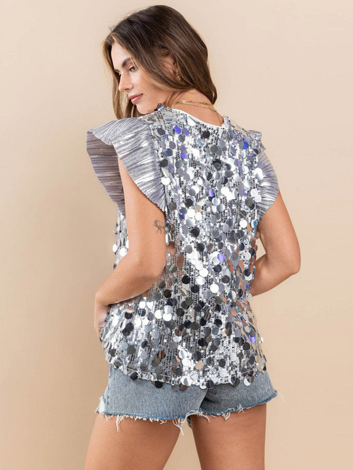 Copy of WOMEN'S SHORT PUFF SLEEVE SHIMMER BLOUSE TOP