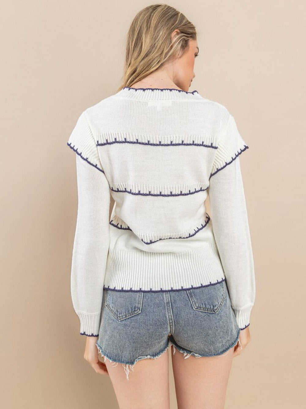 WOMEN'S LONG SLEEVE EMBROIDERY DETAILED BLOUSE TOP