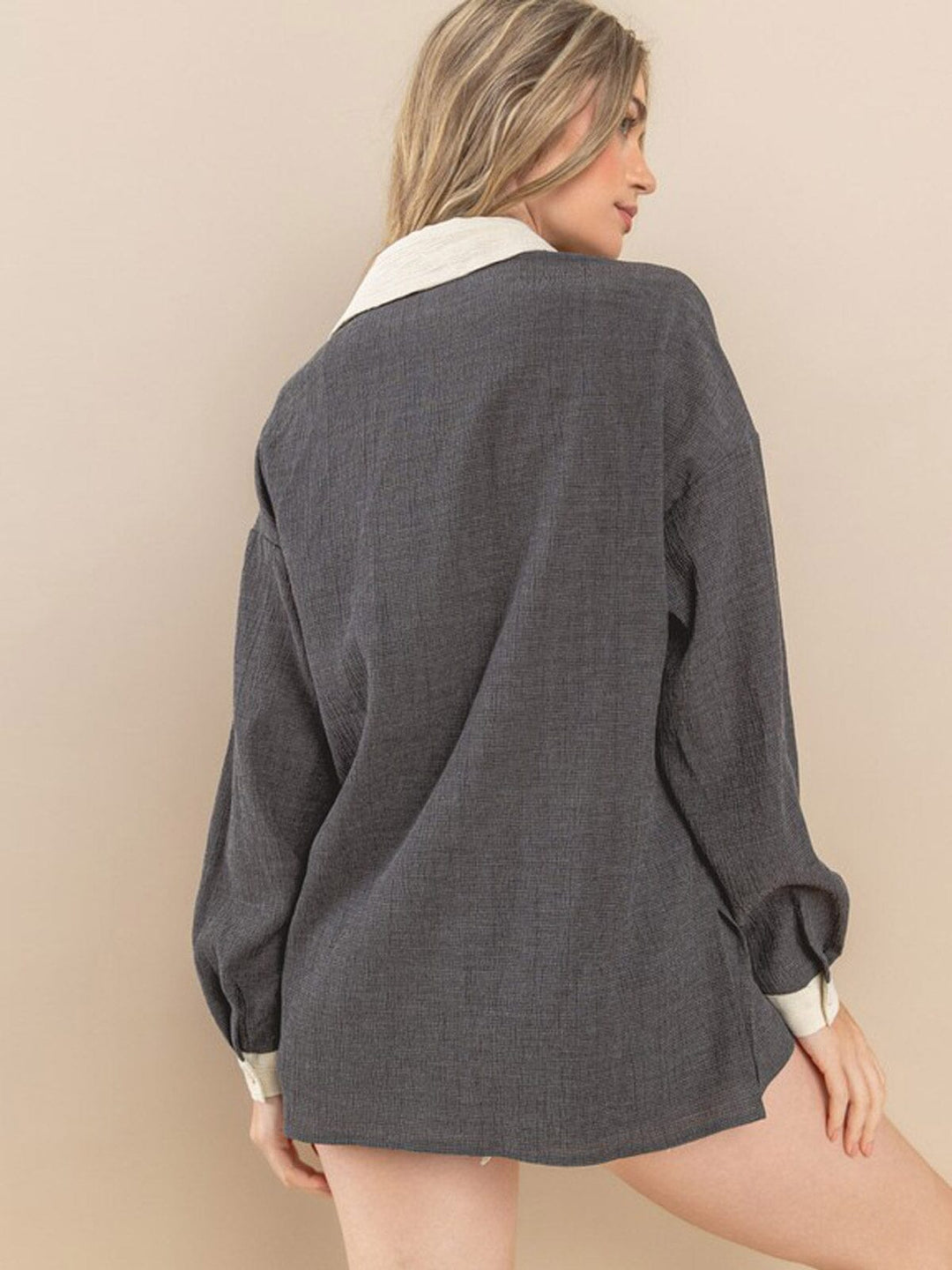 WOMEN'S LONG SLEEVE BUTTON UP BLOUSE TOP