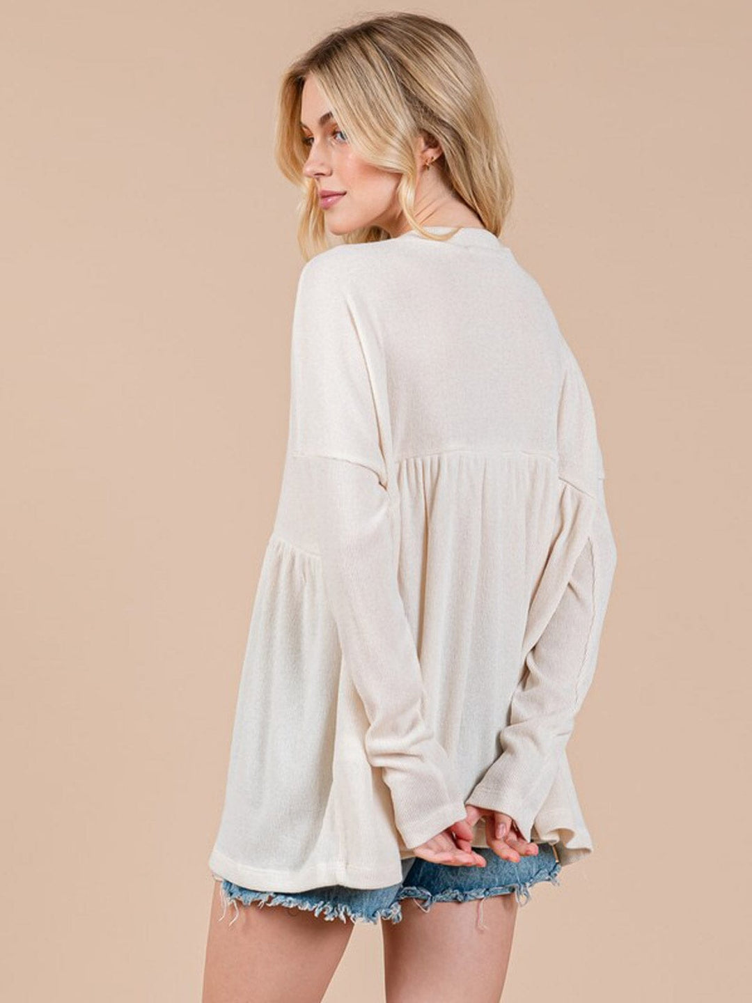 WOMEN'S LONG SLEEVE BUTTON UP LOOSE FIT TOP