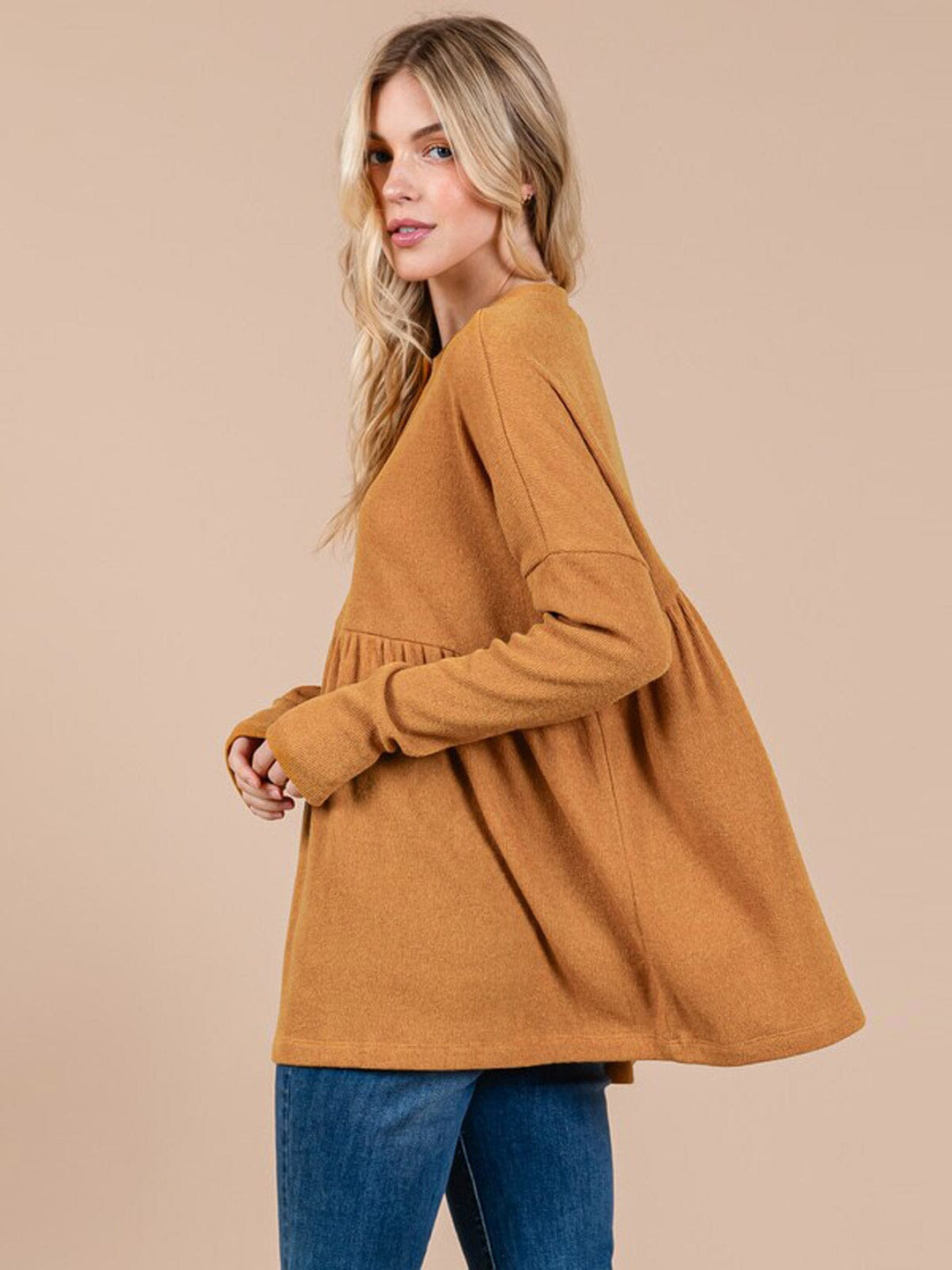 WOMEN'S LONG SLEEVE BUTTON UP LOOSE FIT TOP