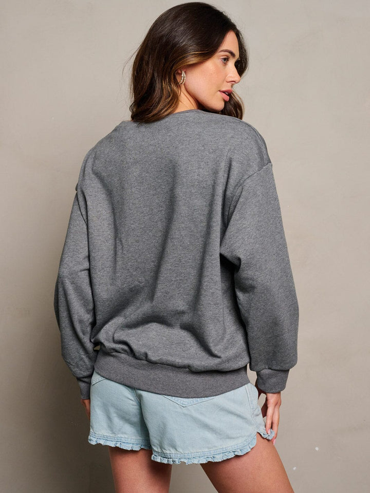 WOMEN'S LONG SLEEVE GRAPHIC PULLOVER SWEATER