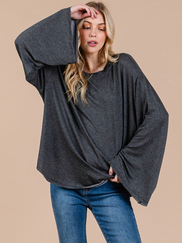 WOMEN'S LONG BELL SLEEVE SOLID TOP