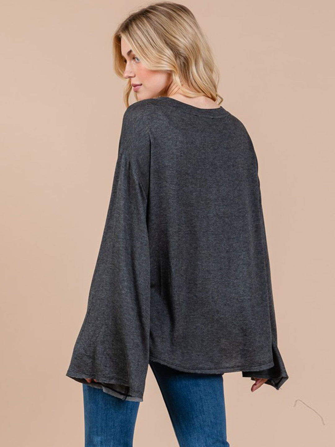 WOMEN'S LONG BELL SLEEVE SOLID TOP