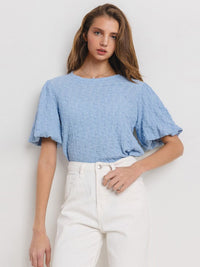 WOMEN'S SHORT PUFF SLEEVE DETAILED BLOUSE