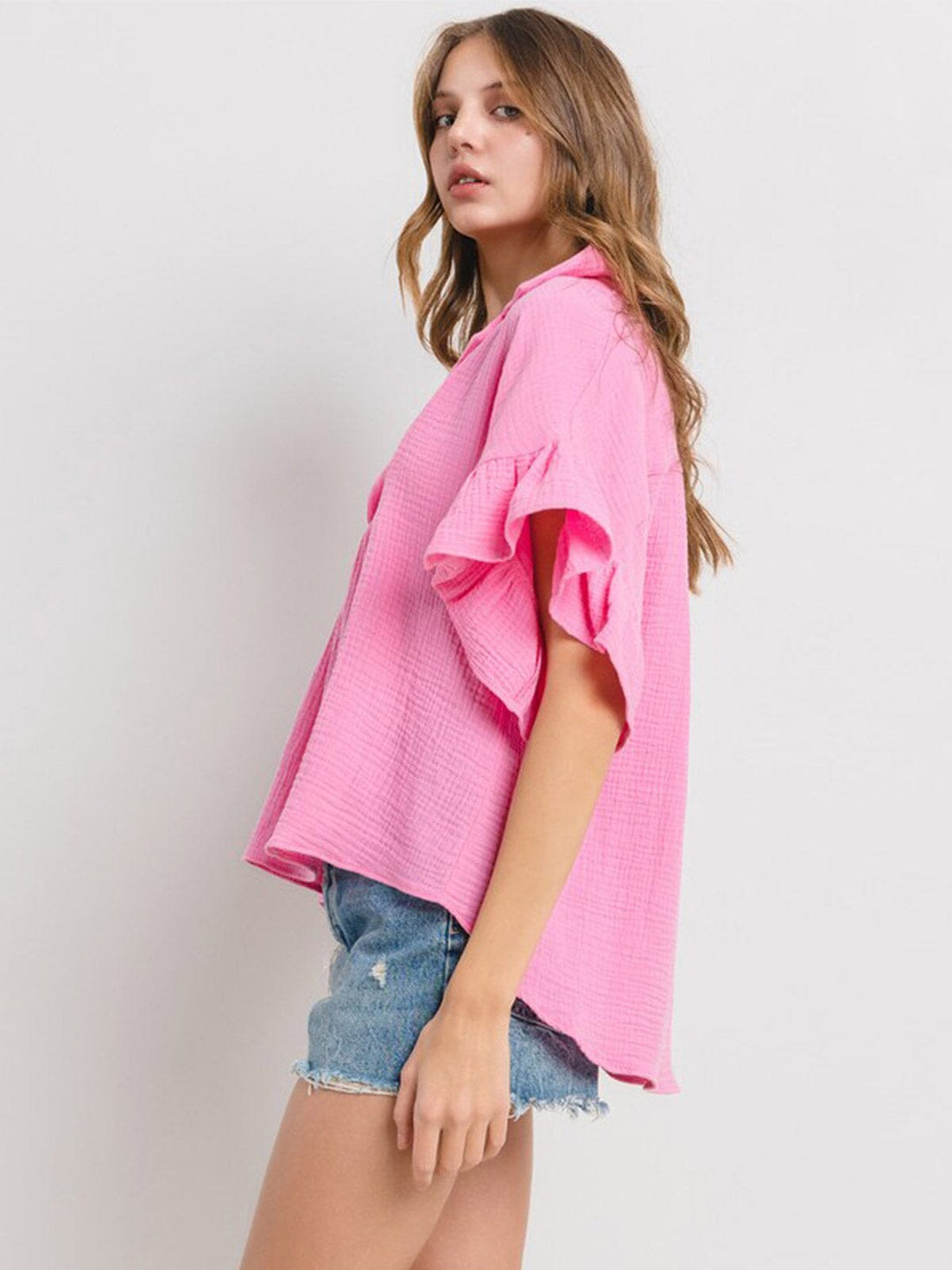 WOMEN'S SHORT SLEEVE V-NECK TUNIC BLOUSE