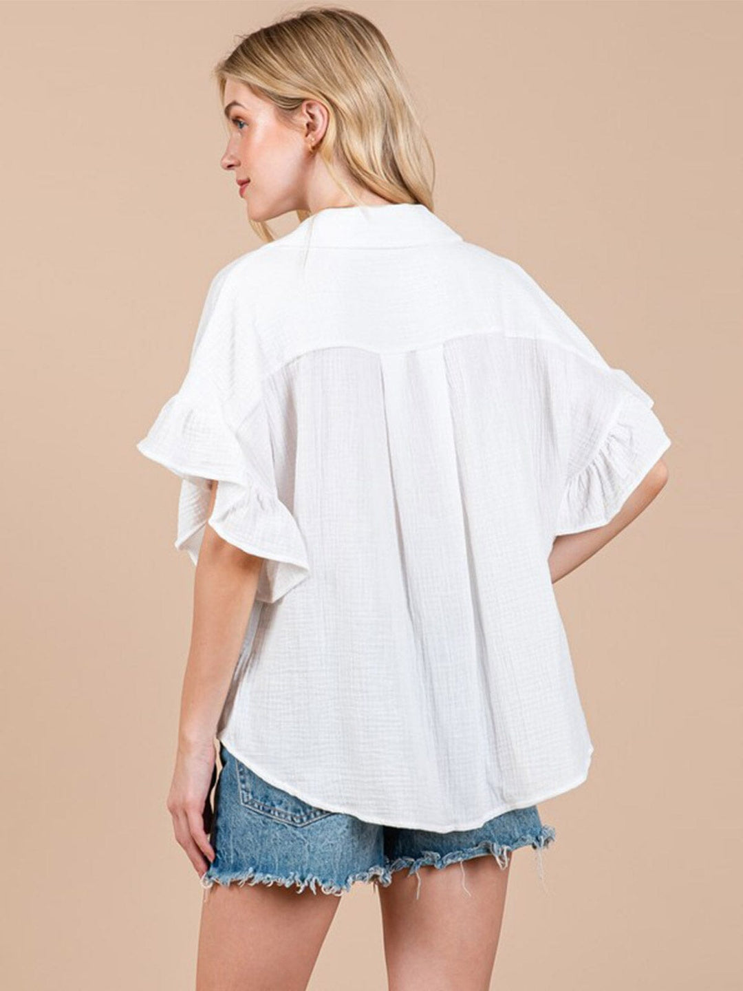 WOMEN'S SHORT SLEEVE V-NECK TUNIC BLOUSE