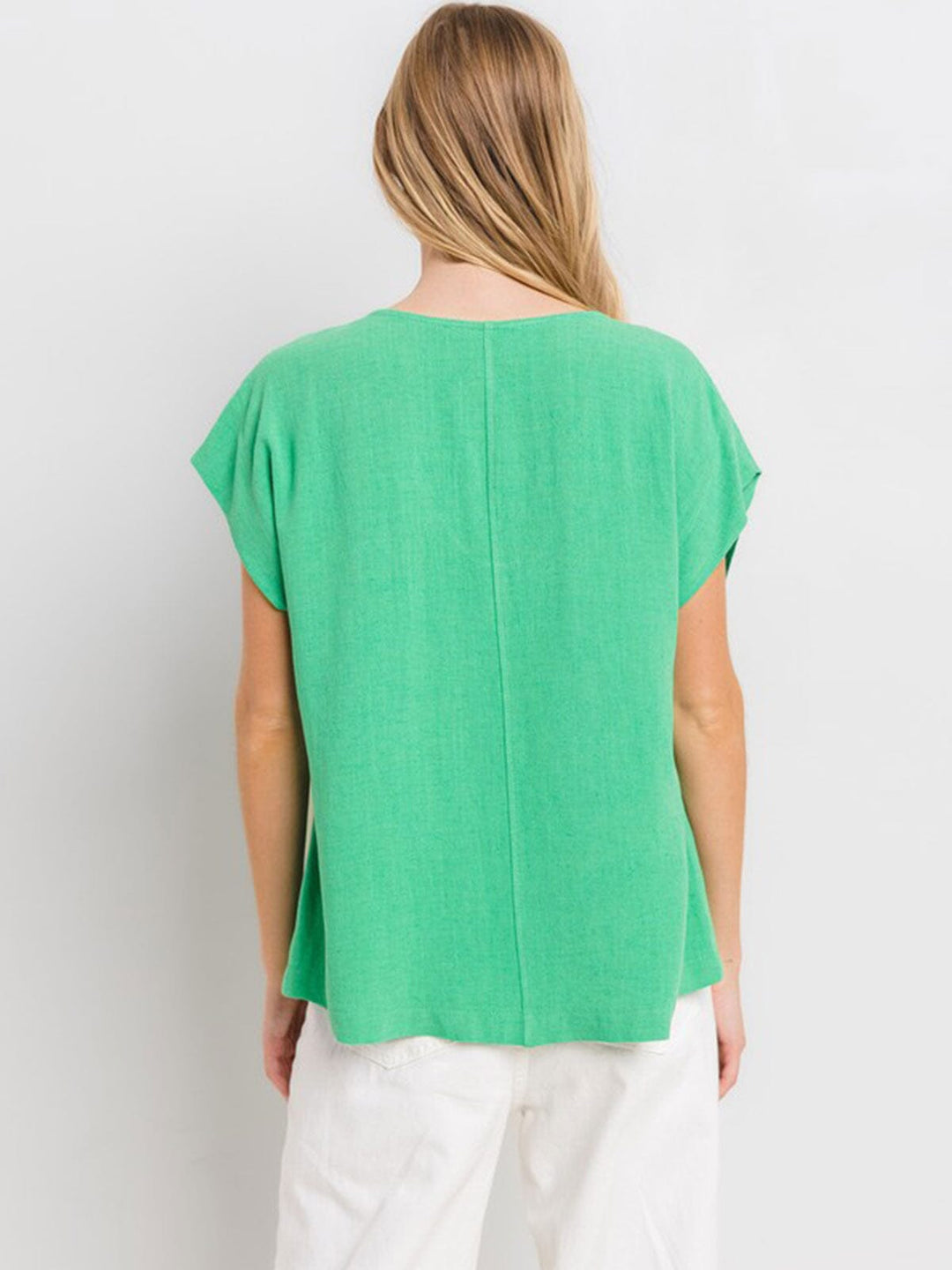 WOMEN'S SHORT SLEEVE V-NECK SOLID TUNIC TOP