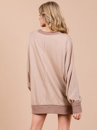WOMEN'S LONG SLEEVE COLORBLOCK OVERSIZED PULLOVER SWEATER