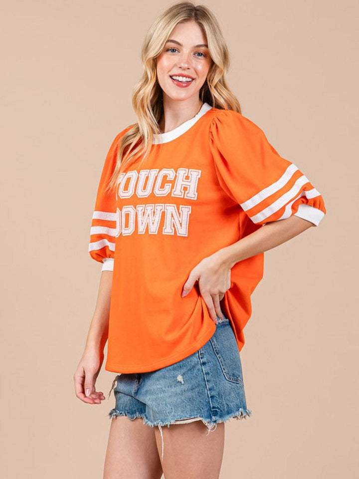 WOMEN'S SHORT PUFF SLEEVE GRAPHIC TOP