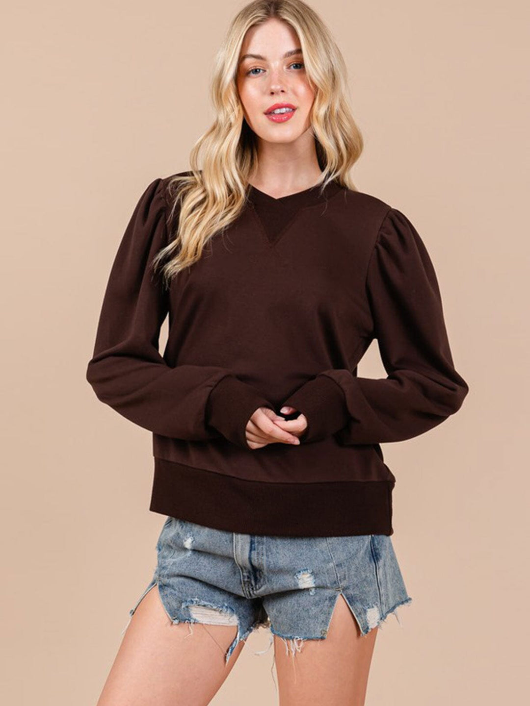 WOMEN'S LONG SLEEVE SOLID PULLOVER SWEATER