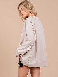WOMEN'S LONG SLEEVE V-NECK HIGH-LOW OVERSIZED PULLOVER SWEATER