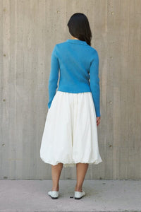 WOMEN'S LONG SLEEVE BUTTON CLOSURE RIBBED TOP