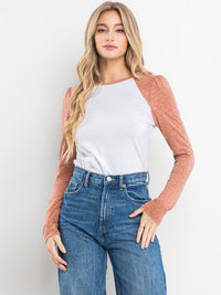 WOMEN'S LONG SLEEVE COLORBLOCK TOP