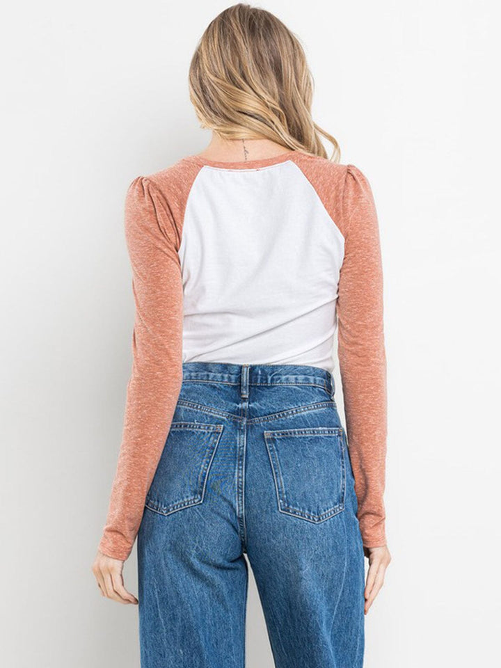 WOMEN'S LONG SLEEVE COLORBLOCK TOP