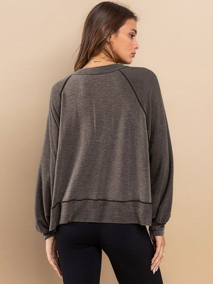 WOMEN'S LONG SLEEVE BUTTON UP TOP