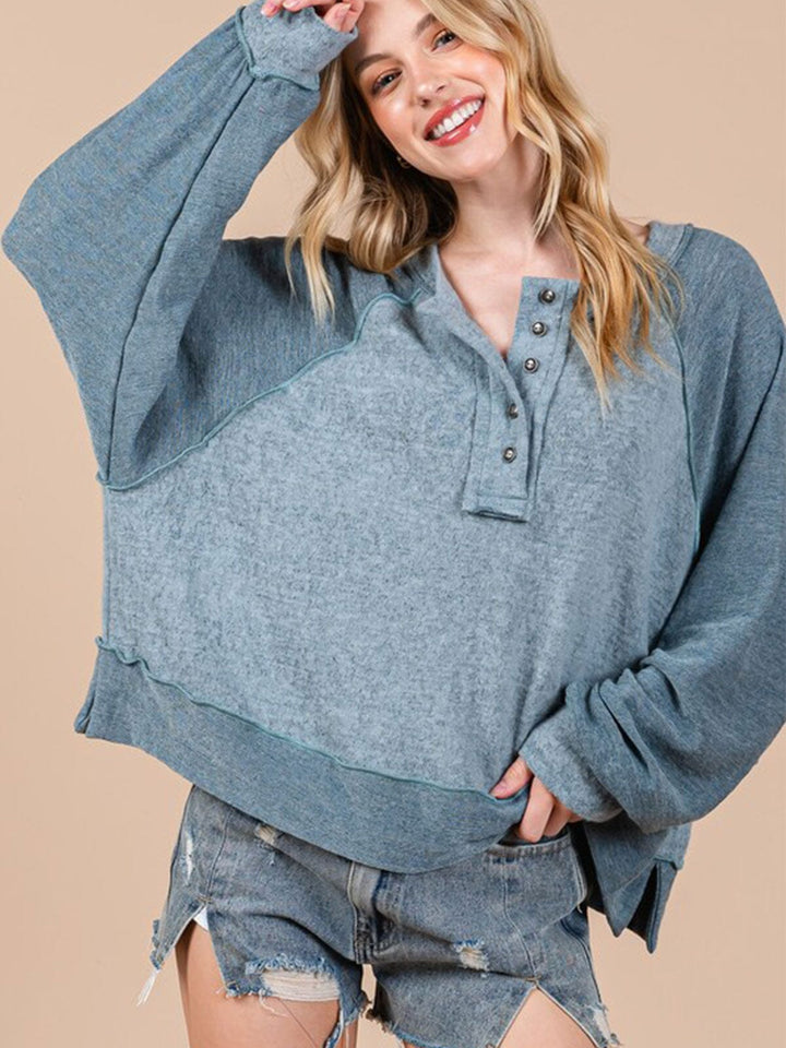 WOMEN'S LONG SLEEVE BUTTON UP TOP