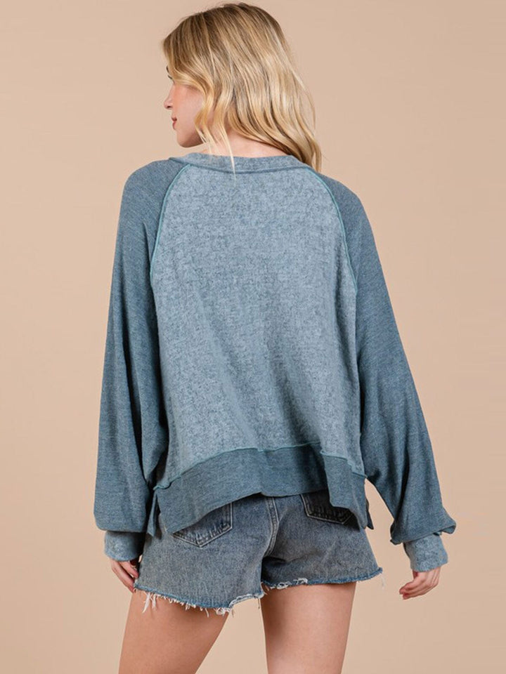 WOMEN'S LONG SLEEVE BUTTON UP TOP