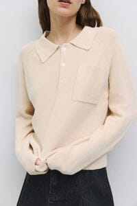 WOMEN'S LONG SLEEVE BUTTON UP FRONT POCKET RIBBED TOP