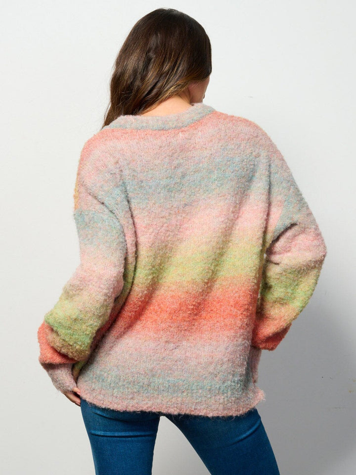 WOMEN'S LONG SLEEVE MULTI COLORS PULLOVER SWEATER