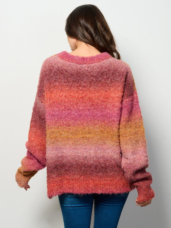 WOMEN'S LONG SLEEVE MULTI COLORS PULLOVER SWEATER
