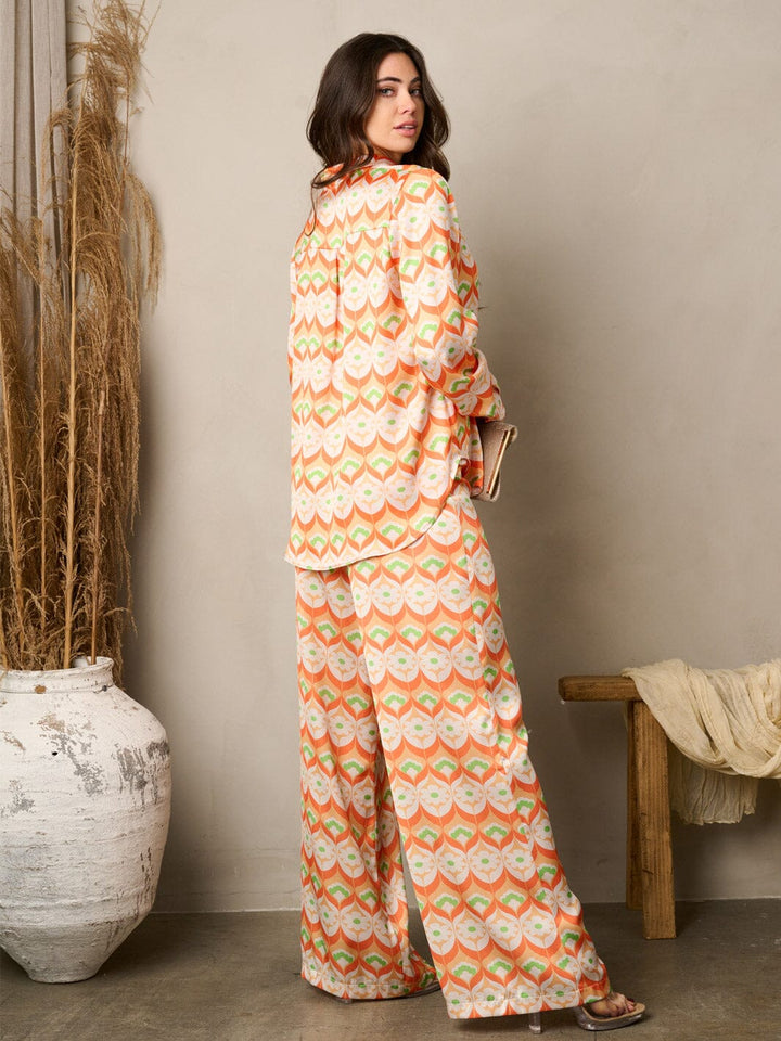 WOMEN'S WIDE LEG MULTI PRINT PANTS