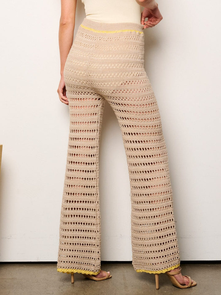 WOMEN'S ELASTIC WAIST KNITTED WIDE LEG PANTS