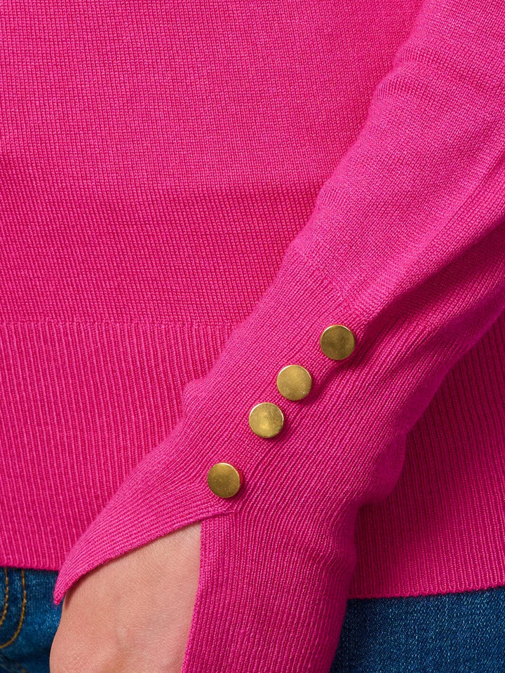 WOMEN'S LONG SLEEVE V-NECK BUTTON DETAILED TOP