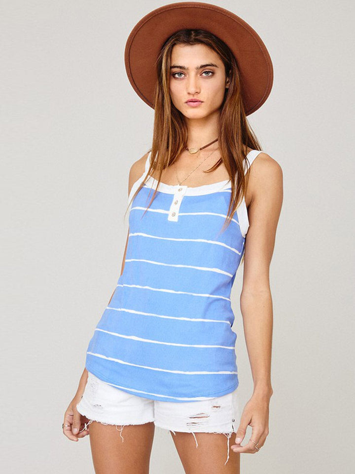 WOMEN'S SLEEVELESS COLORBLOCK STRIPES TANK TOP