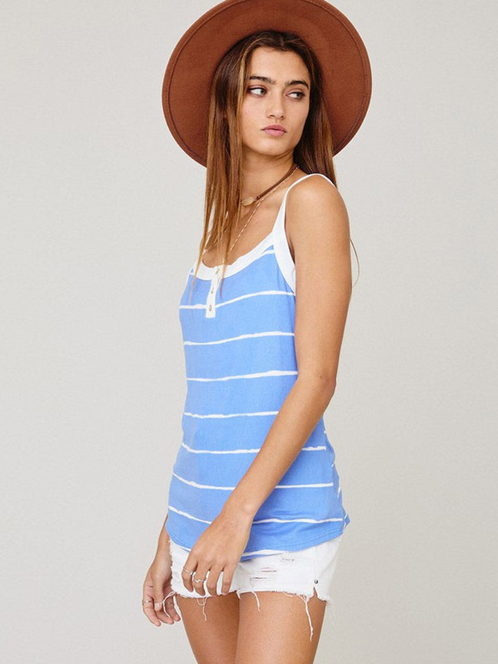 WOMEN'S SLEEVELESS COLORBLOCK STRIPES TANK TOP