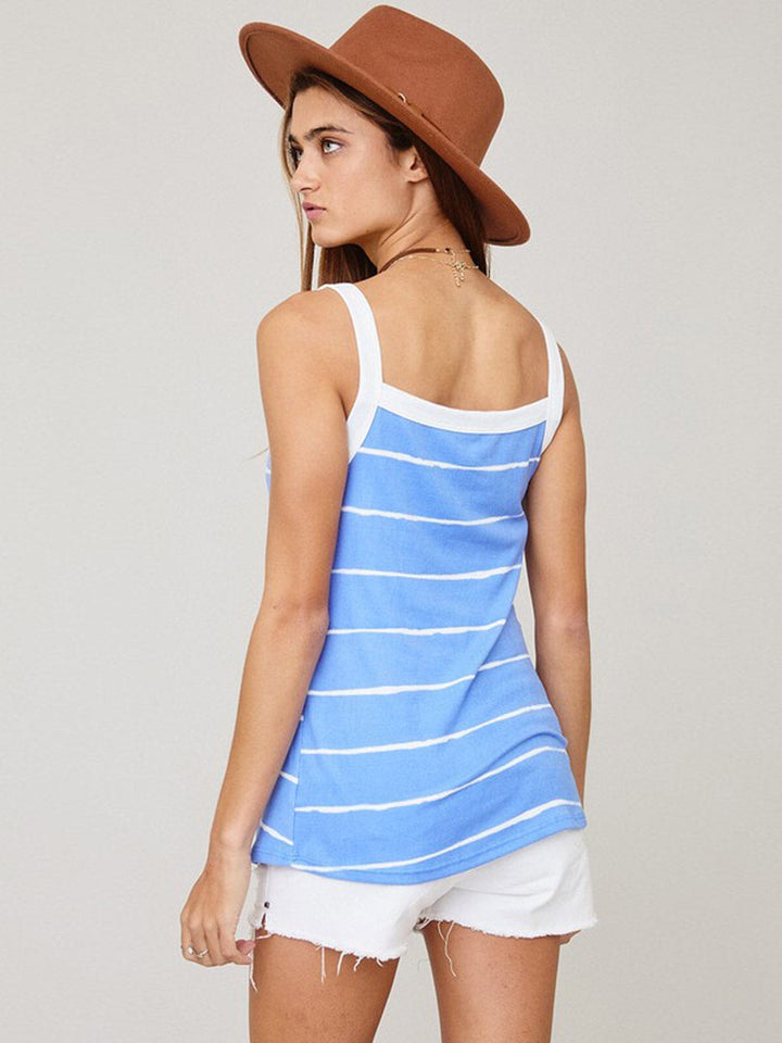 WOMEN'S SLEEVELESS COLORBLOCK STRIPES TANK TOP