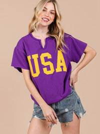 WOMEN'S SHORT SLEEVE V-NECK USA COLORBLOCK TOP