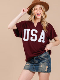 WOMEN'S SHORT SLEEVE V-NECK USA COLORBLOCK TOP