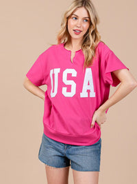 WOMEN'S SHORT SLEEVE V-NECK USA COLORBLOCK TOP