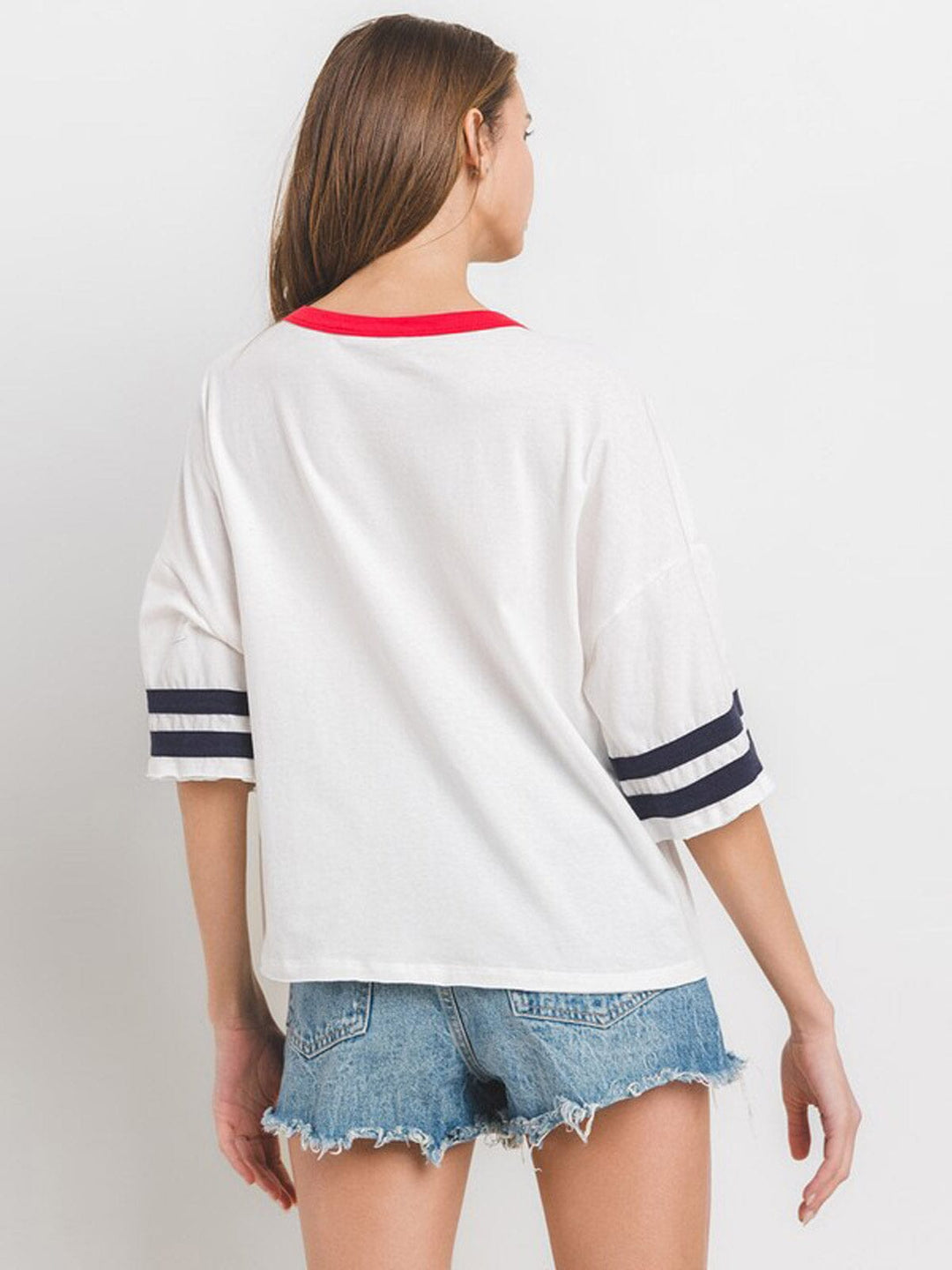 WOMEN'S SHORT SLEEVE USA COLORBLOCK BASIC TOP
