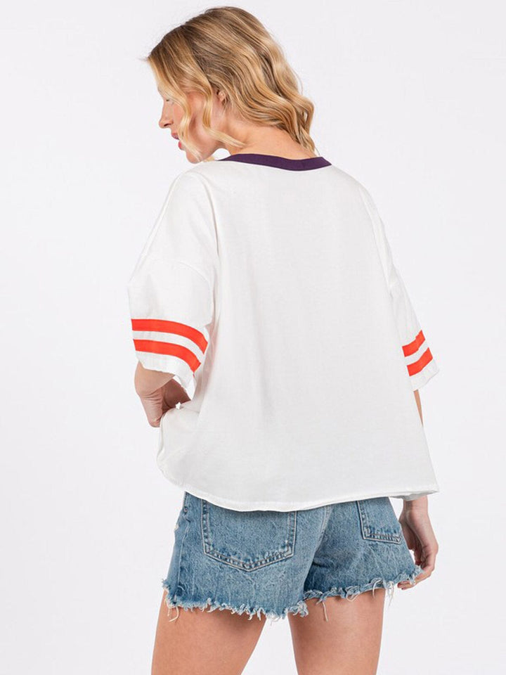 WOMEN'S SHORT SLEEVE USA COLORBLOCK BASIC TOP
