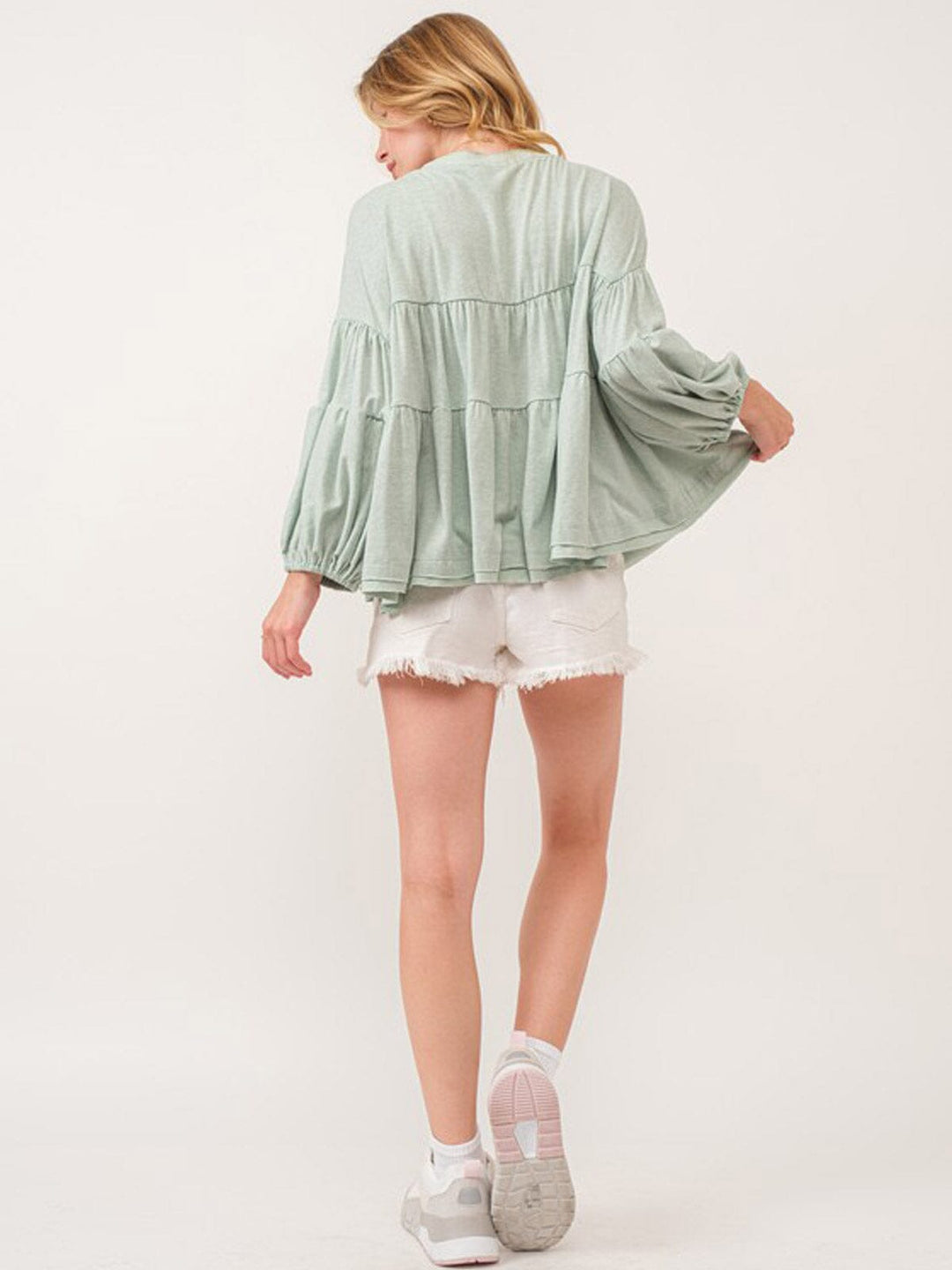 WOMEN'S SHORT SLEEVE TIERED TUNIC TOP