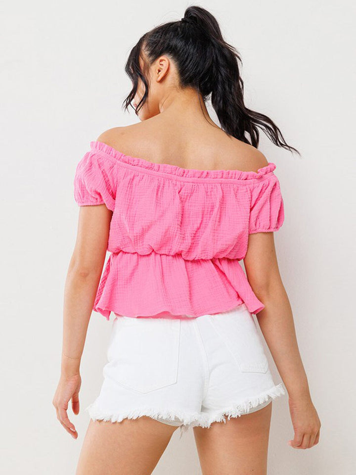 WOMEN'S OFF SHOULDER PEPLUM TOP